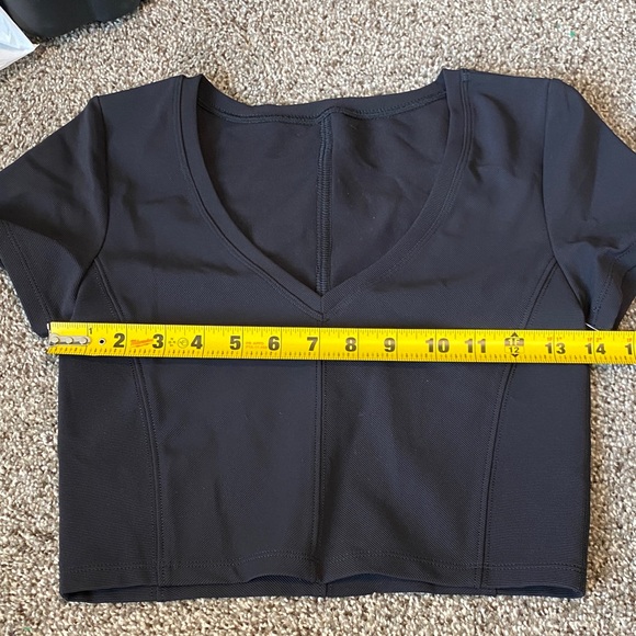 Women's Black V-Neck Crop Top - Picture 2 of 5